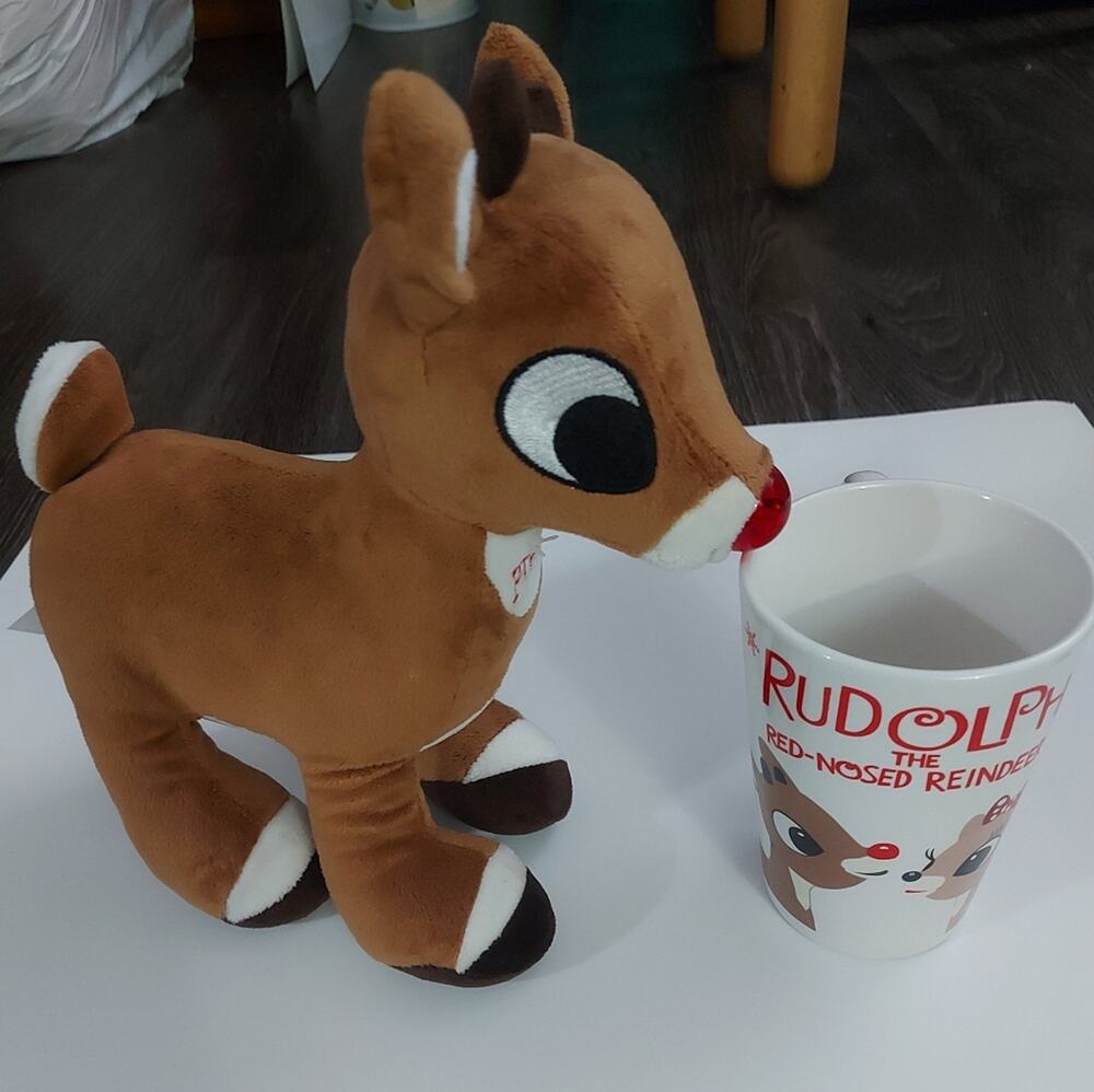 Rudolph the Red Nose Reindeer Set Plush Mug Christmas Kidcore Toys Gifts Holiday